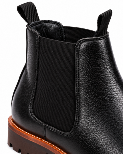 S&B Round Stitched Milled Leather Chelsea - Black