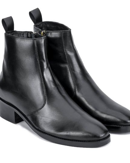 S&B T-Shape Wooden Sole Cuban Chelsea - Black