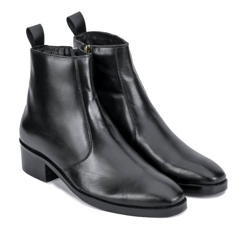 S&B T-Shape Wooden Sole Cuban Chelsea - Black