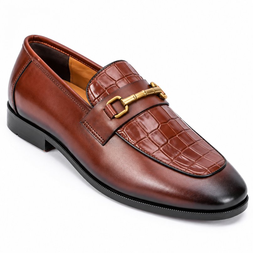 S&B Modena Croco Loafer-Tan