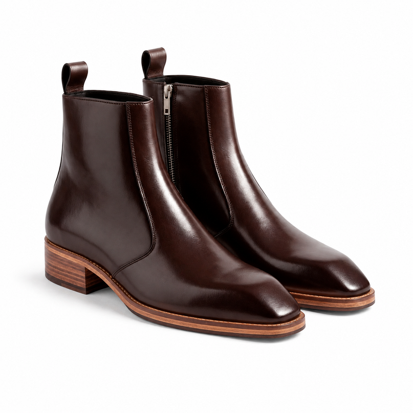 S&B Square-Toe Wooden Chelsea - Brown