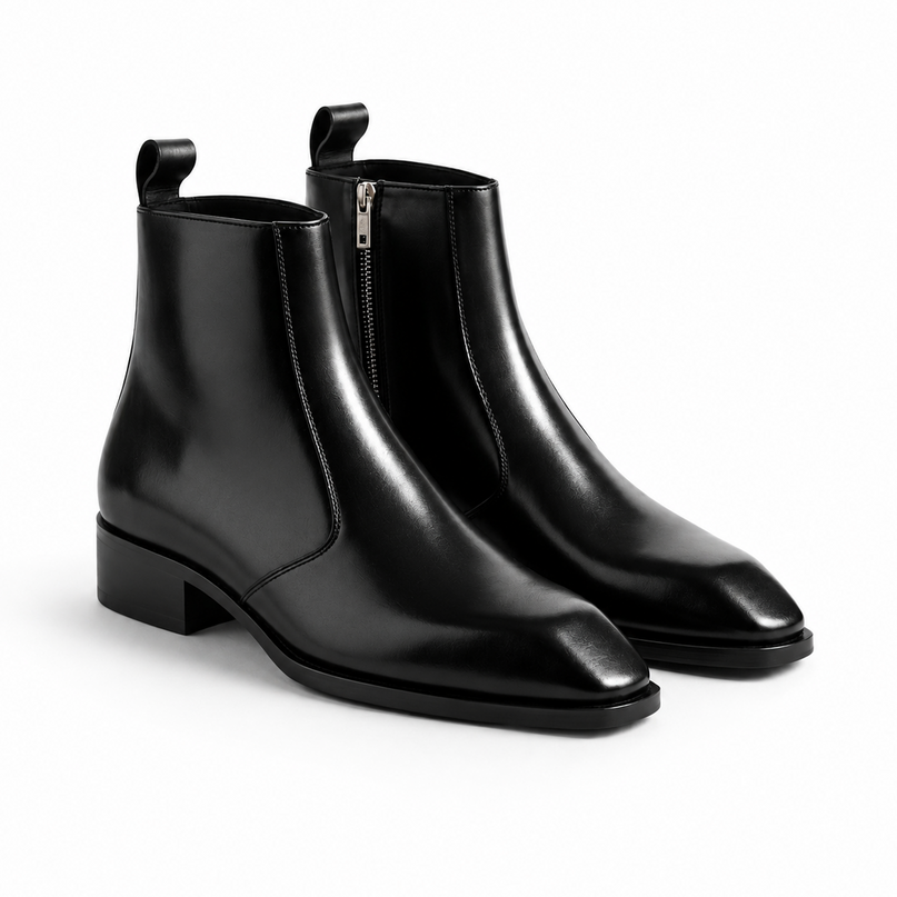 S&B Square-Toe Cuban Chelsea - Black