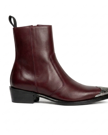 S&B Cherry Silver Toe Chelsea Boots