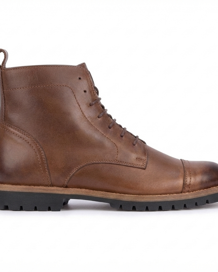 S&B Brown Cap Toe Rugged Boots