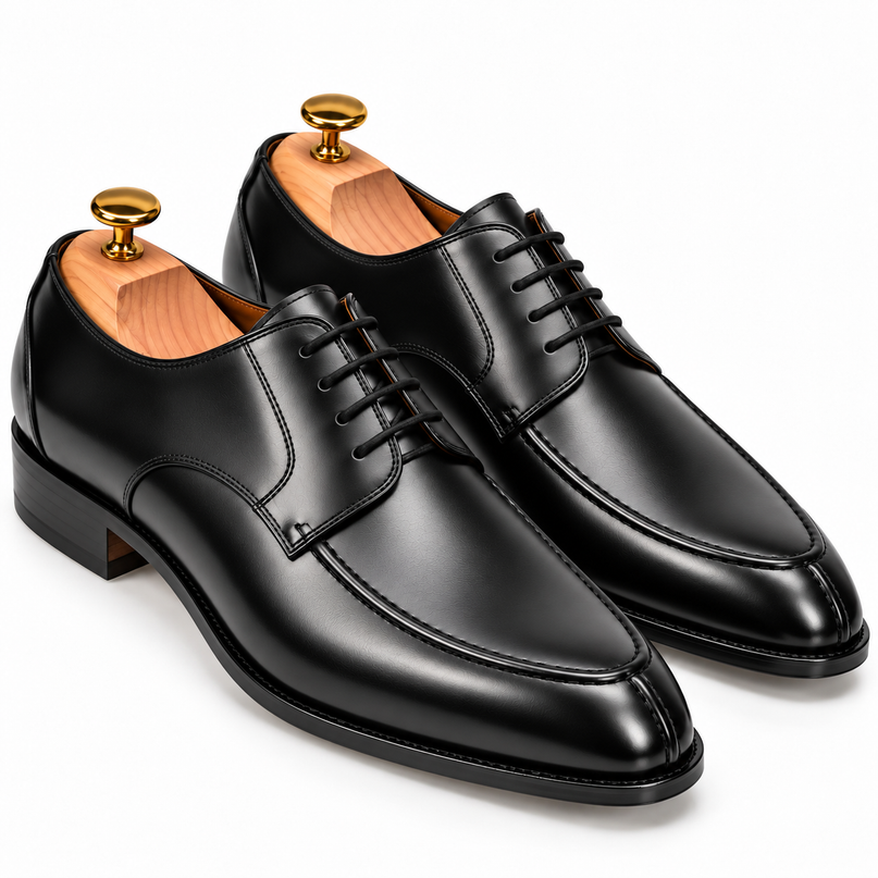 S&B Apron-Toe Derby Shoe-Black