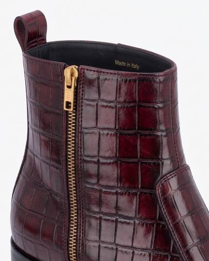 S&B Croco Square-Toe Chelsea – Cherry