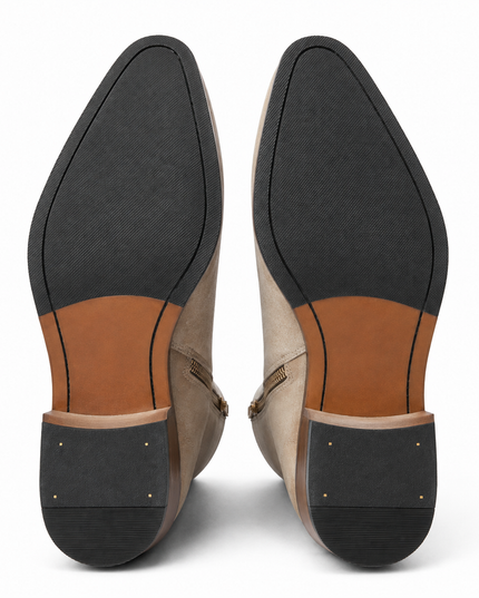S&B Pointed Dual Shade Suede Chelsea - Beige