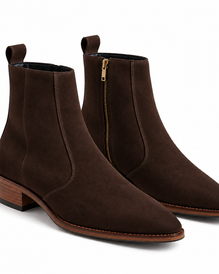 S&B  Cowboy Suede Pointed Chelsea - Brown