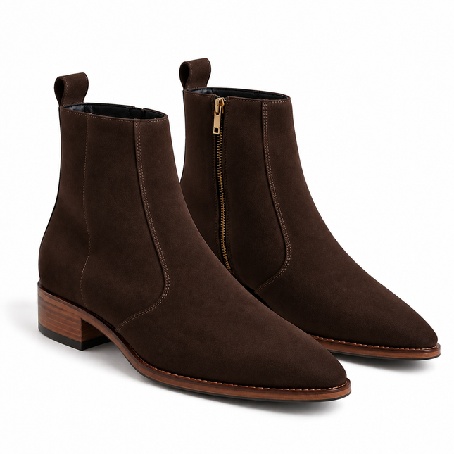 S&B  Cowboy Suede Pointed Chelsea - Brown