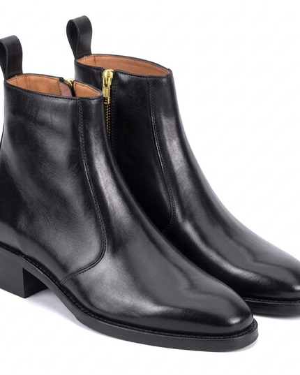 S&B T-Shape Wooden Sole Cuban Chelsea - Black