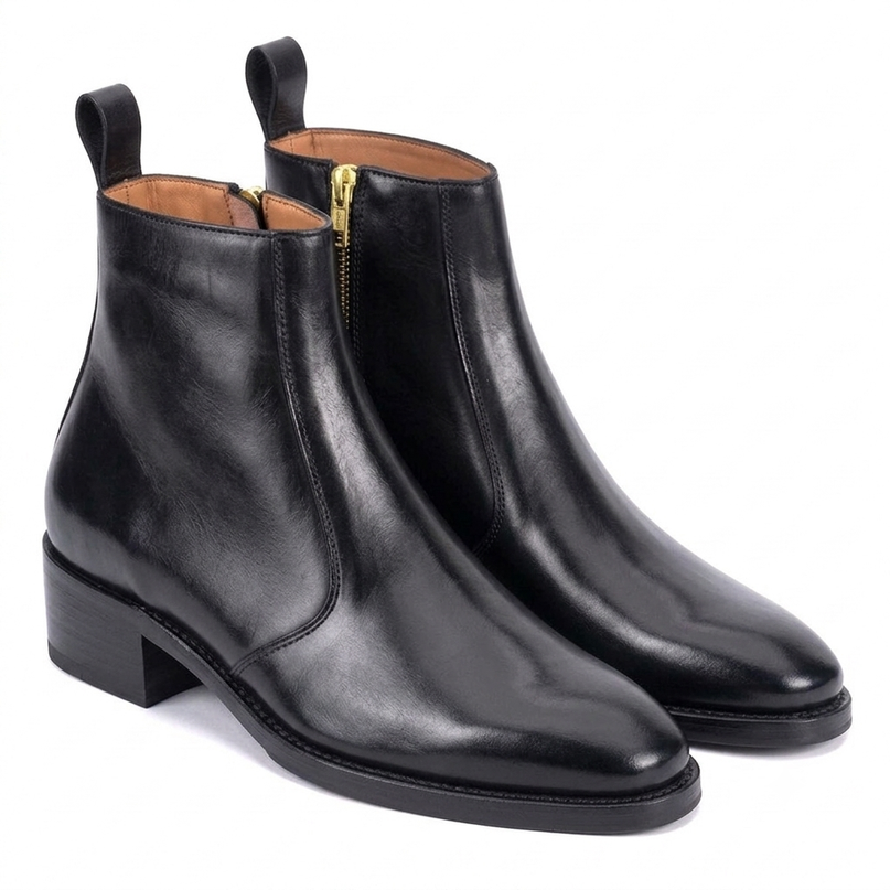 S&B T-Shape Wooden Sole Cuban Chelsea - Black