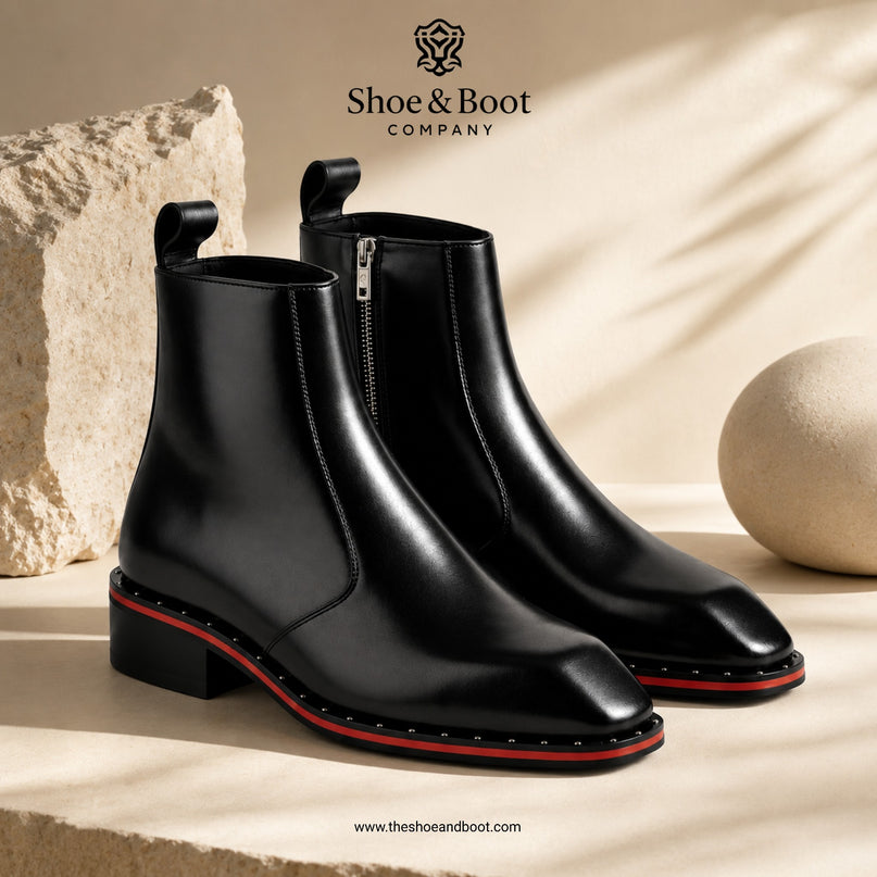 S&B Square-Toe Red Bottom Chelsea - Black