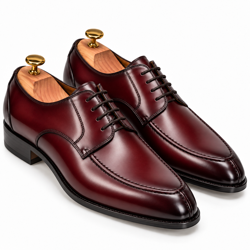 S&B Apron-Toe Derby Shoe-Cherry