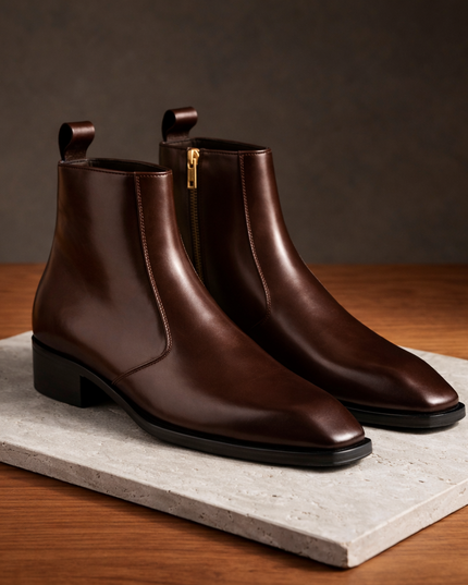 S&B Square-Toe Cuban Chelsea - Brown