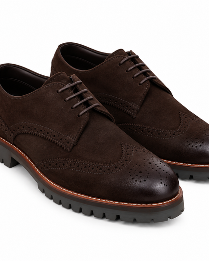 S&B Suede Brogue Derby-Brown