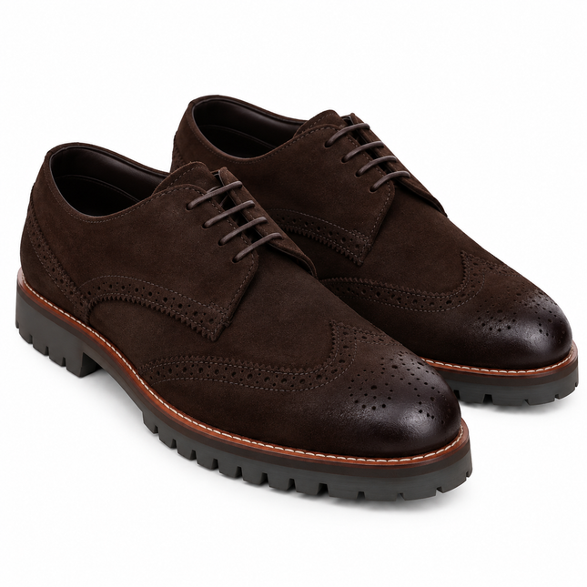 S&B Suede Brogue Derby-Brown
