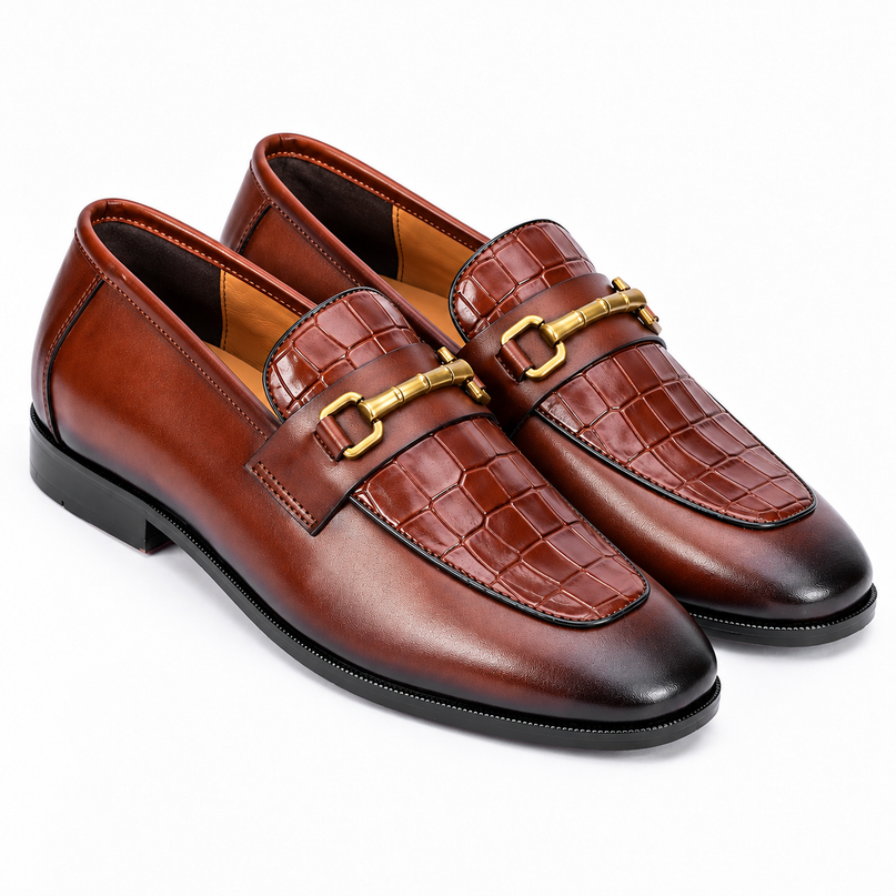 S&B Modena Croco Loafer-Tan