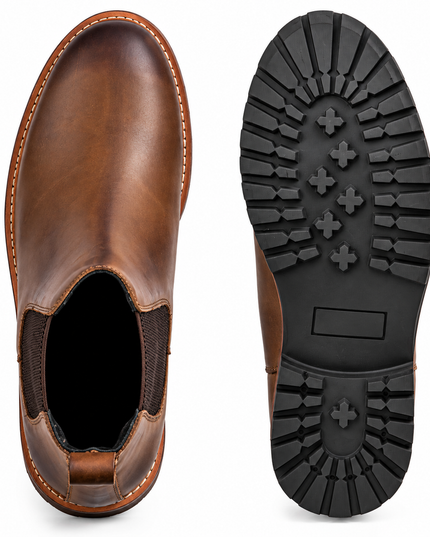 S&B Brown Rugged Chelsea Boots