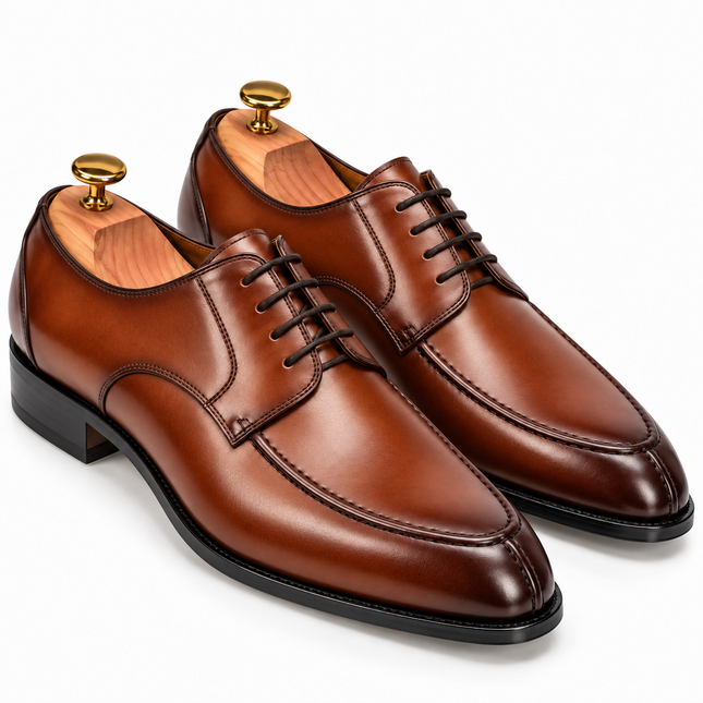 S&B Apron-Toe Derby Shoe-Tan