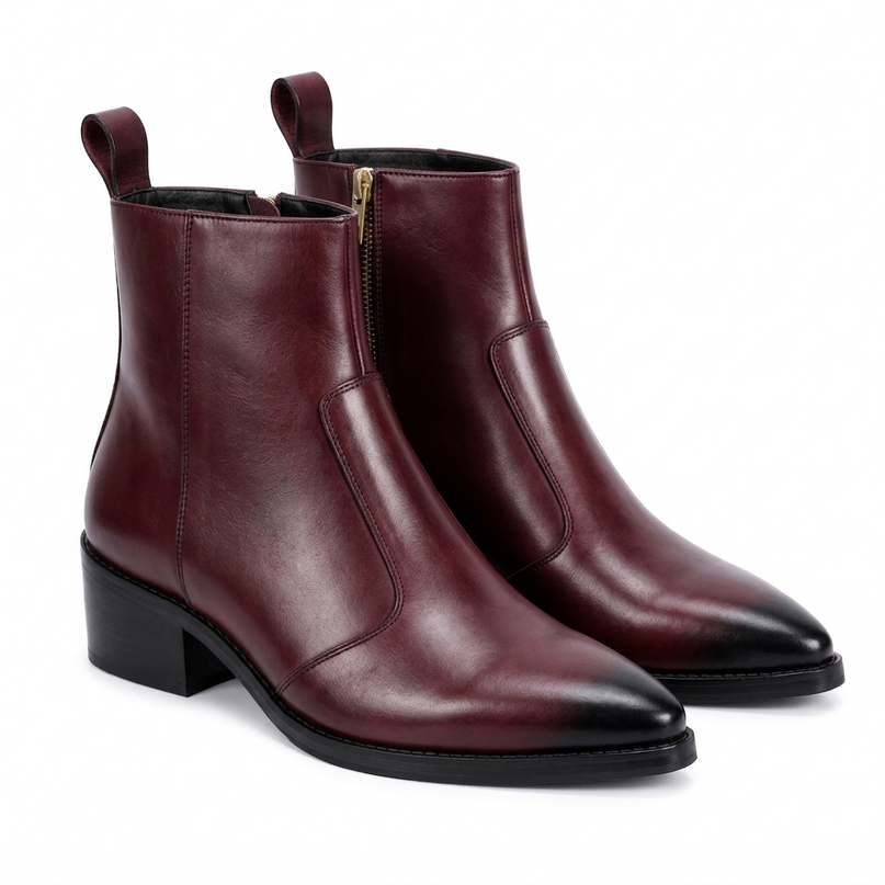 S&B Cowboy Pointed Chelsea - Cherry