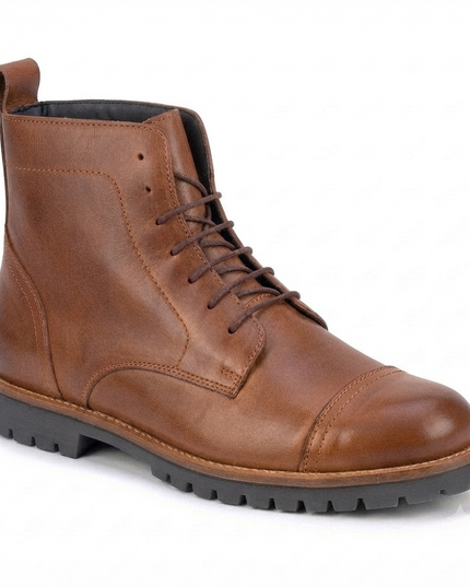 S&B Brown Cap Toe Rugged Boots