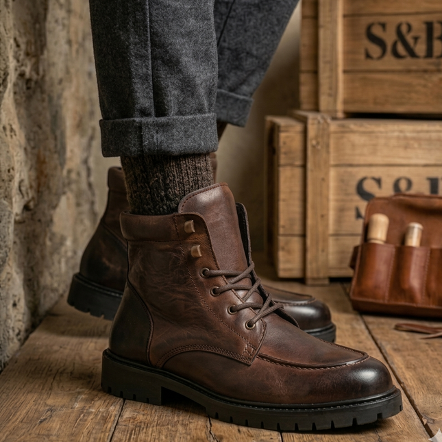S&B Moc-Toe Boot -Brown