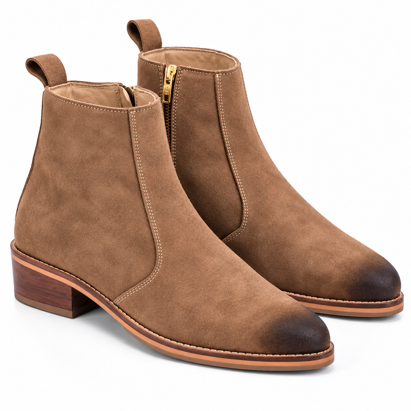 S&B Suede Pointed Chelsea - Beige