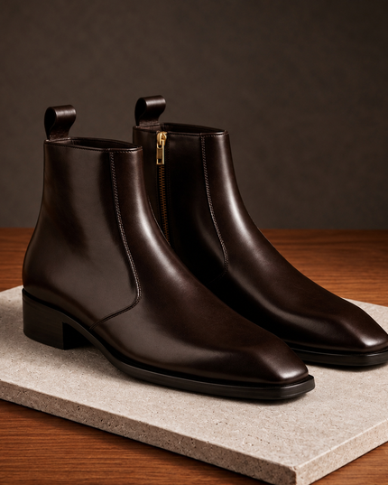 S&B Square-Toe Cuban Chelsea - Brown