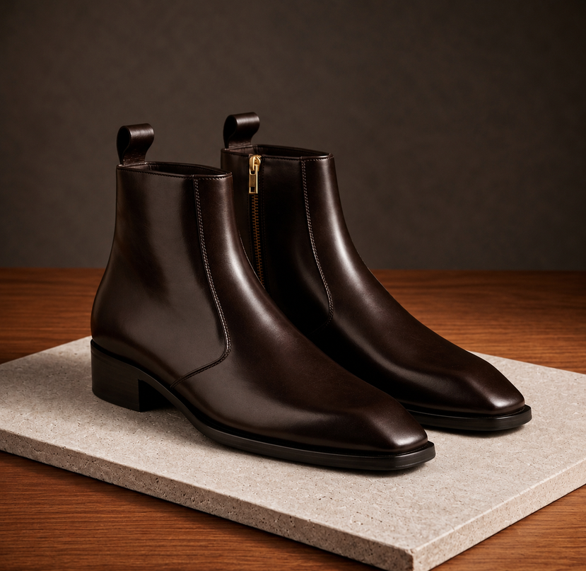S&B Square-Toe Cuban Chelsea - Brown
