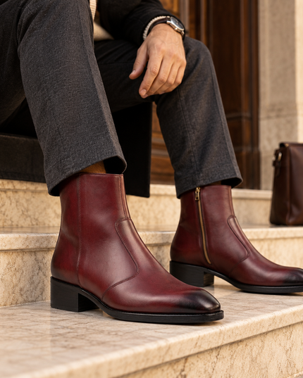 S&B Long Square-Toe Chelsea – Cherry