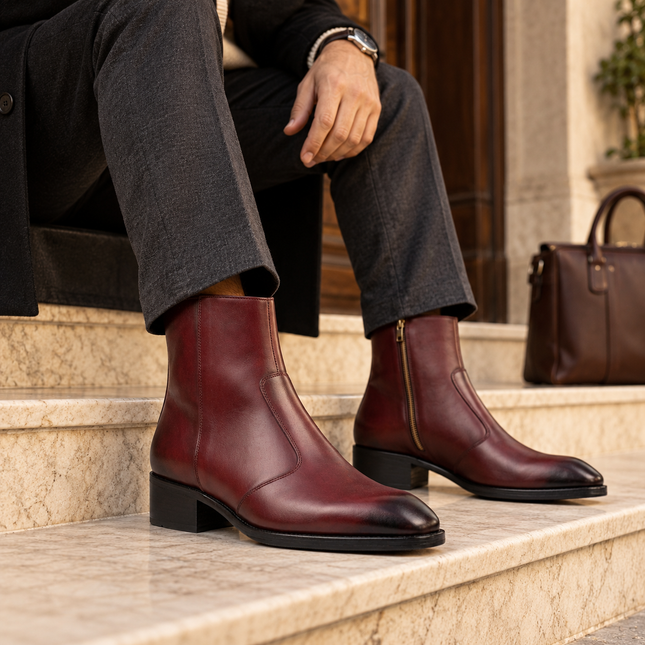 S&B Long Square-Toe Chelsea – Cherry
