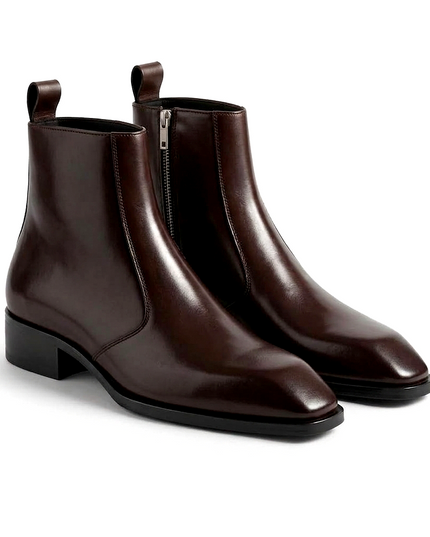 S&B Square-Toe Cuban Chelsea - Brown