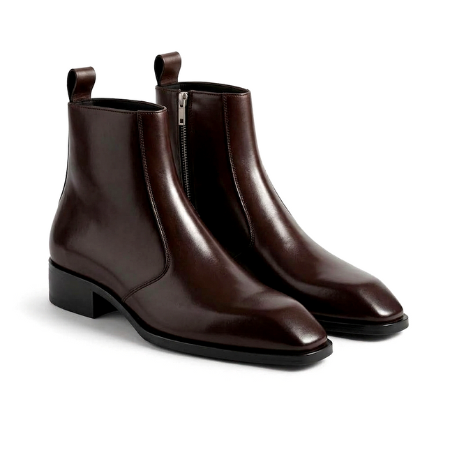 S&B Square-Toe Cuban Chelsea - Brown