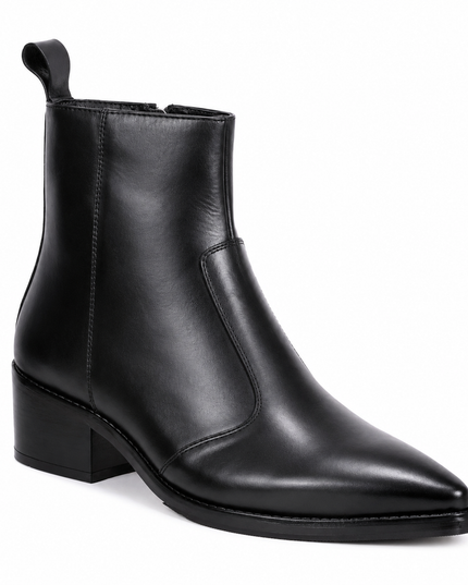 S&B Cowboy Pointed Chelsea - Black