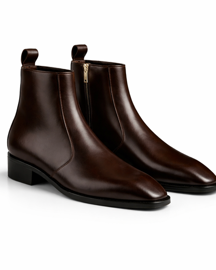 S&B Square-Toe Cuban Chelsea - Brown