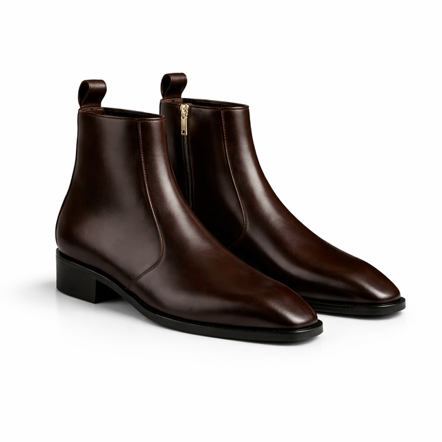 S&B Square-Toe Cuban Chelsea - Brown