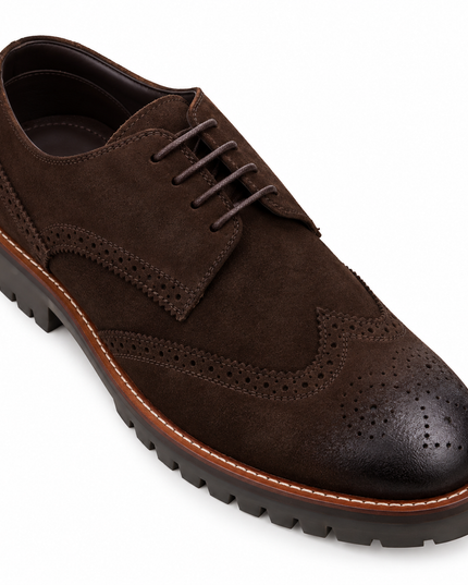 S&B Suede Brogue Derby-Brown