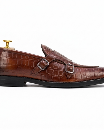 S&B Croco Monk Loafer - Tan