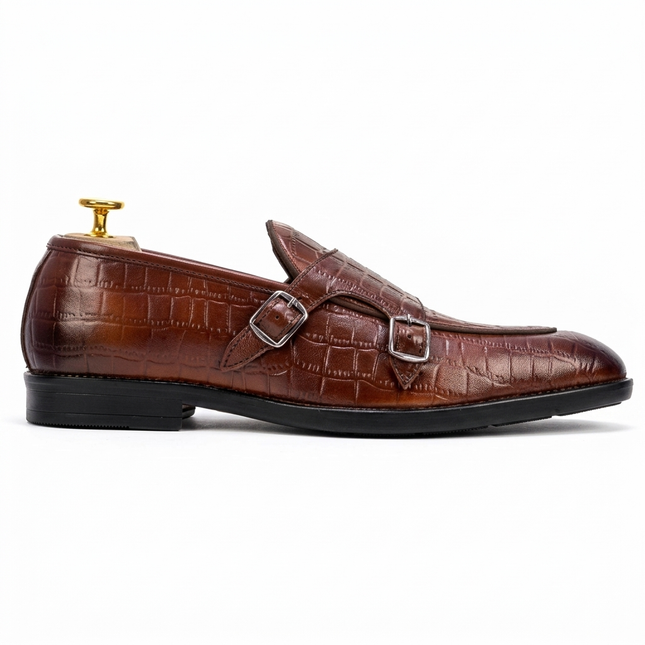 S&B Croco Monk Loafer - Tan