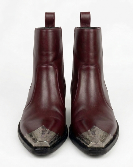 S&B Cherry Silver Toe Chelsea Boots