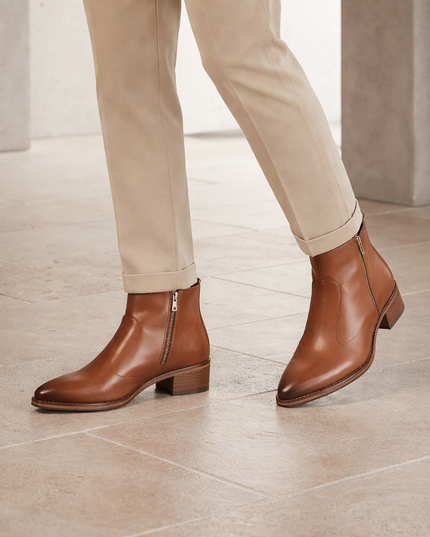 S&B Cowboy Pointed Chelsea - Tan