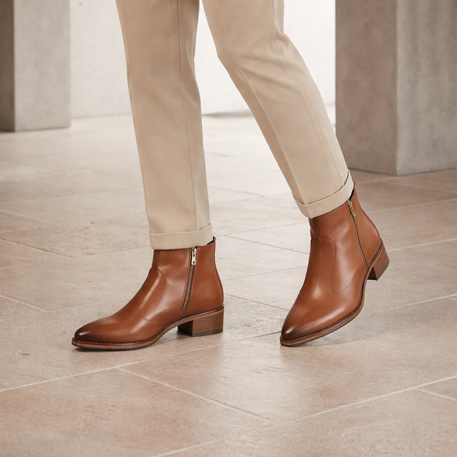 S&B Cowboy Pointed Chelsea - Tan
