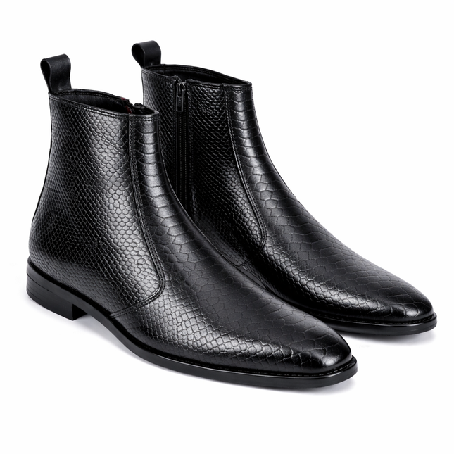 S&B Italian Croco Chelsea - Black
