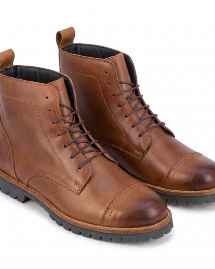 S&B Brown Cap Toe Rugged Boots